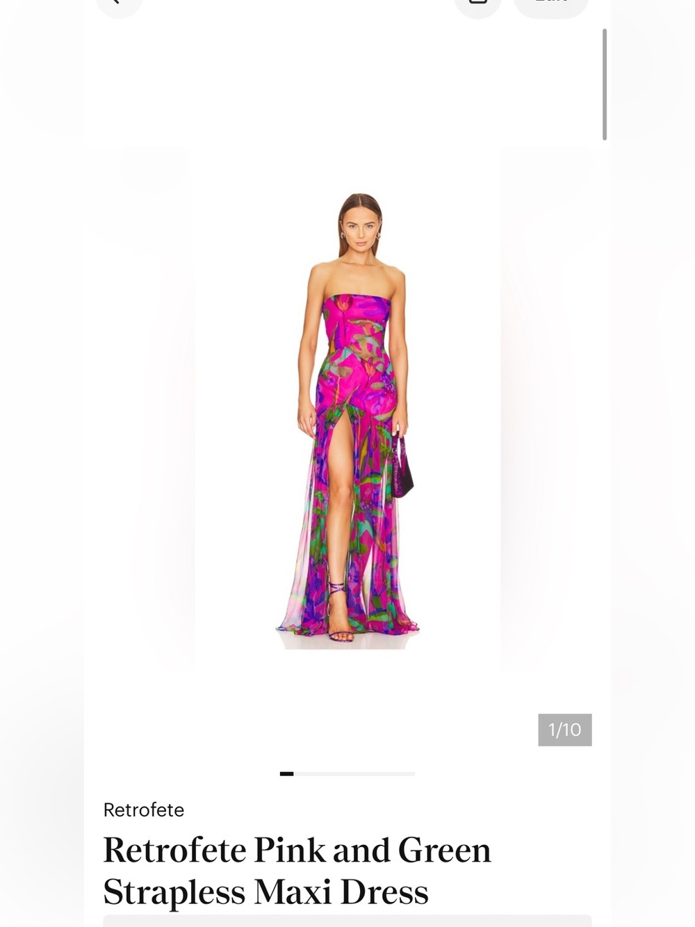 Retrofete Fuchsia and Green Strapless Floral-Print Maxi Dress